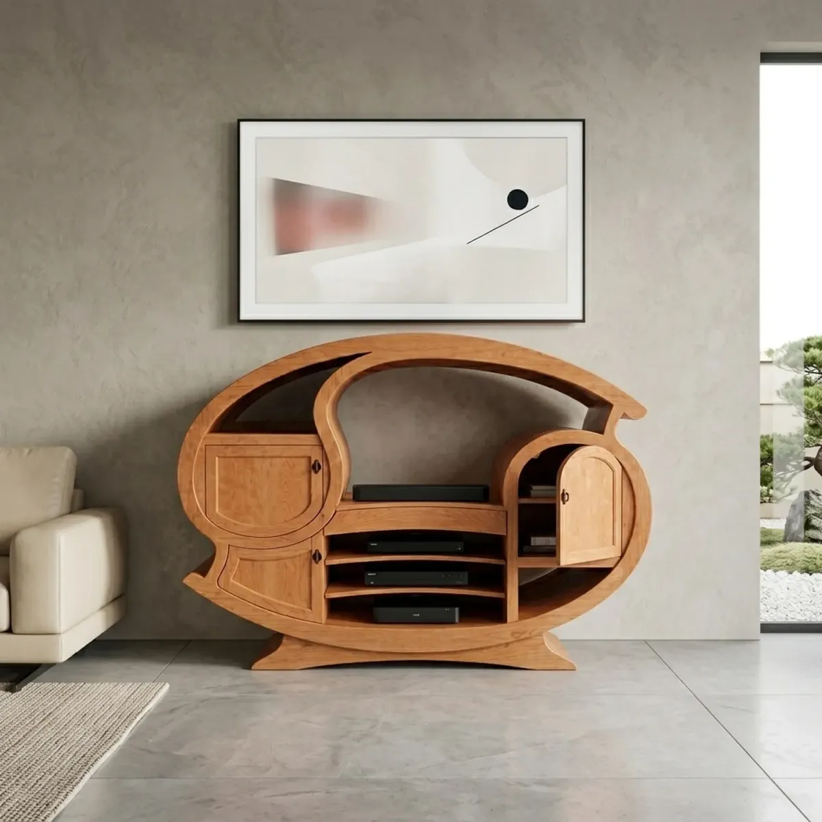 Wooden Cancer Constellation Media Cabinet Zodiac Silhouette Decorative TV Console
