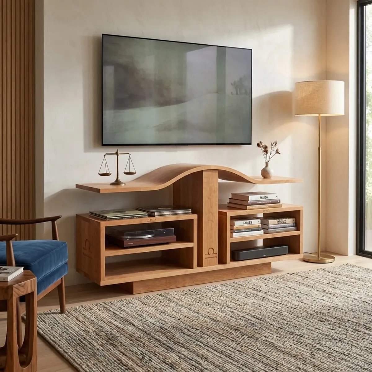 Wooden Libra Constellation Media Cabinet Zodiac Theme Modern Entertainment Center
